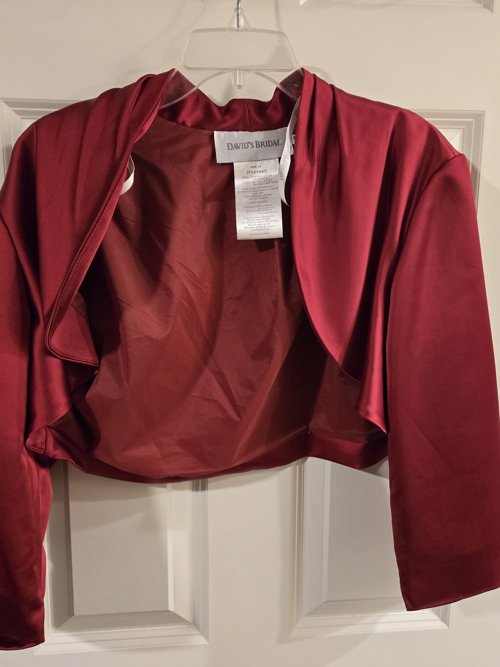 David's Bridal Women's Red Satin Bolero Jacket